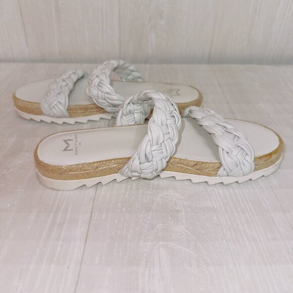 Marc Fisher Women's Jaimee White Braided Double Strap Slip On Espadrille Slides - Picture 3 of 8